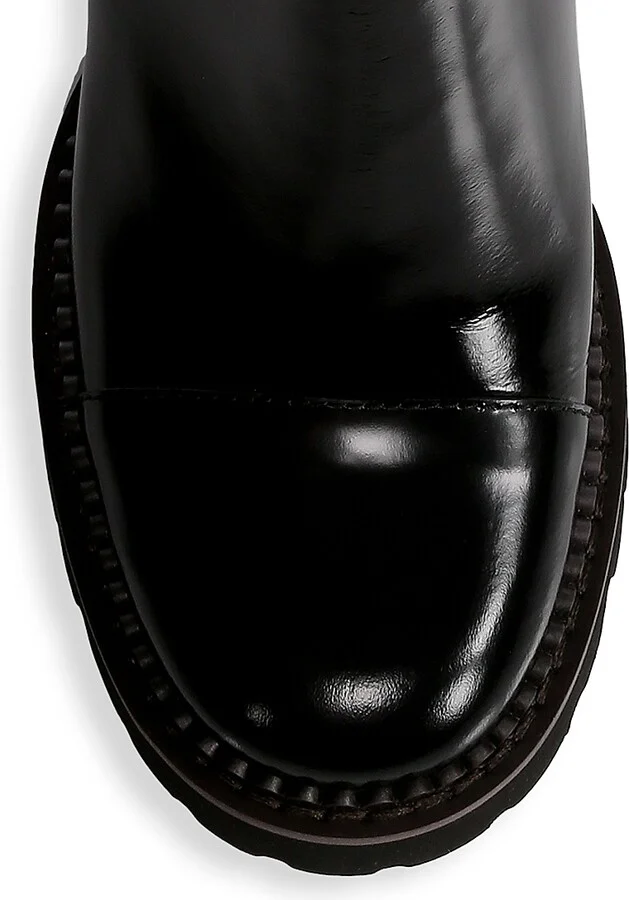 Women's Mallory Lug-Sole Leather Chelsea Boots - Nero - Size 5 - Image 4