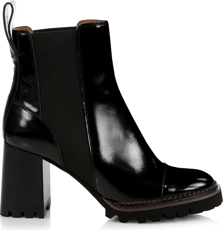 Women's Mallory Lug-Sole Leather Chelsea Boots - Nero - Size 5