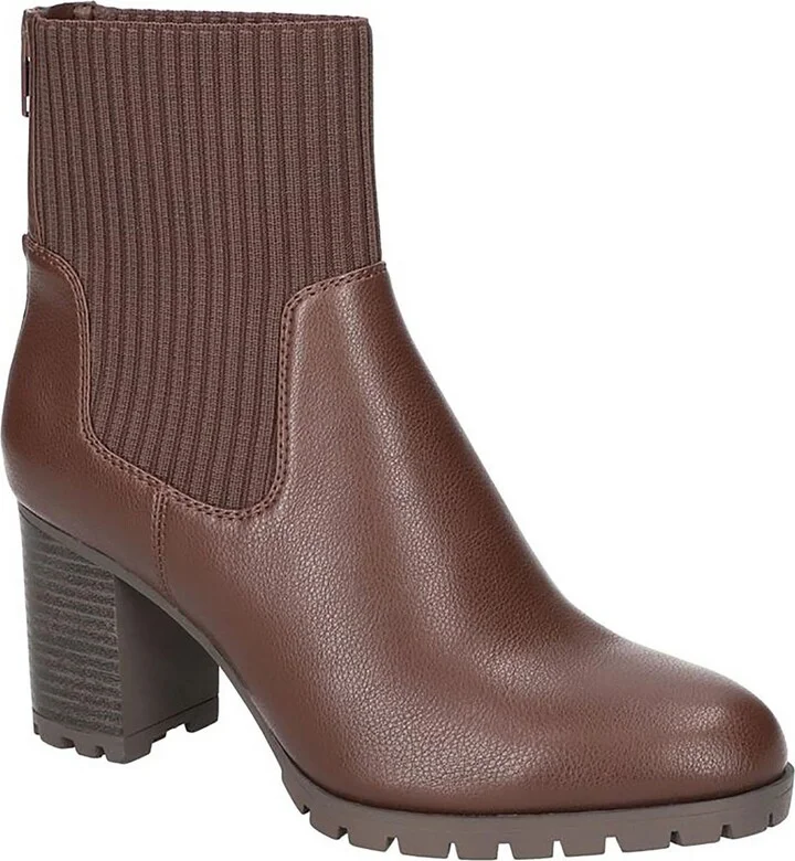 Womens Man Made Block Heel Ankle Boots