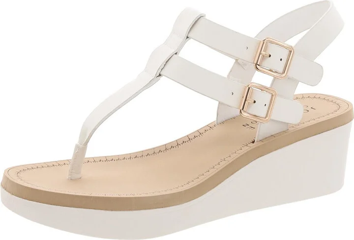 Womens Manmade T-Strap Sandals