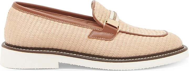 Women's Mannish Embellished Raffia Loafers - Desert Rodeo - Size 6.5