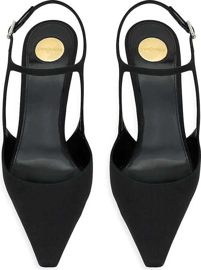 Women's Manon Pumps in Shantung Silk - Black - Size 6 - Image 3