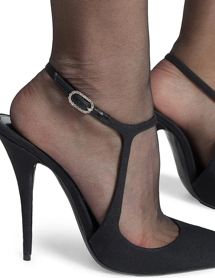 Women's Manon Pumps in Shantung Silk - Black - Size 6 - Image 5