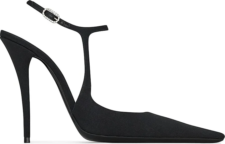 Women's Manon Pumps in Shantung Silk - Black - Size 6