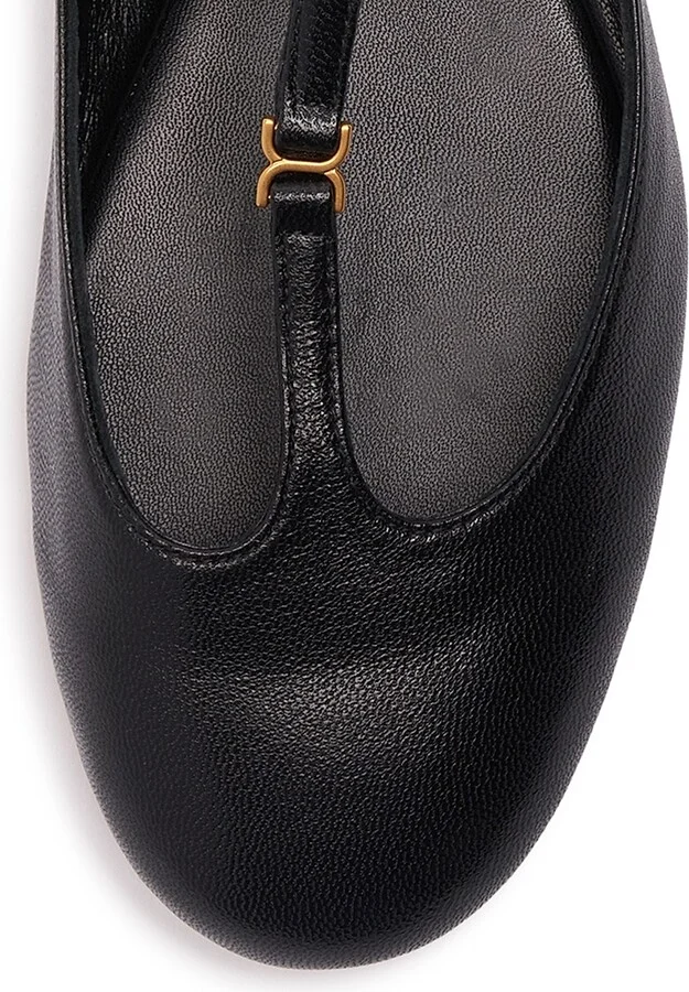 Women's Marcie Leather Ballerina Flats - Black - Size 5.5 - Image 4