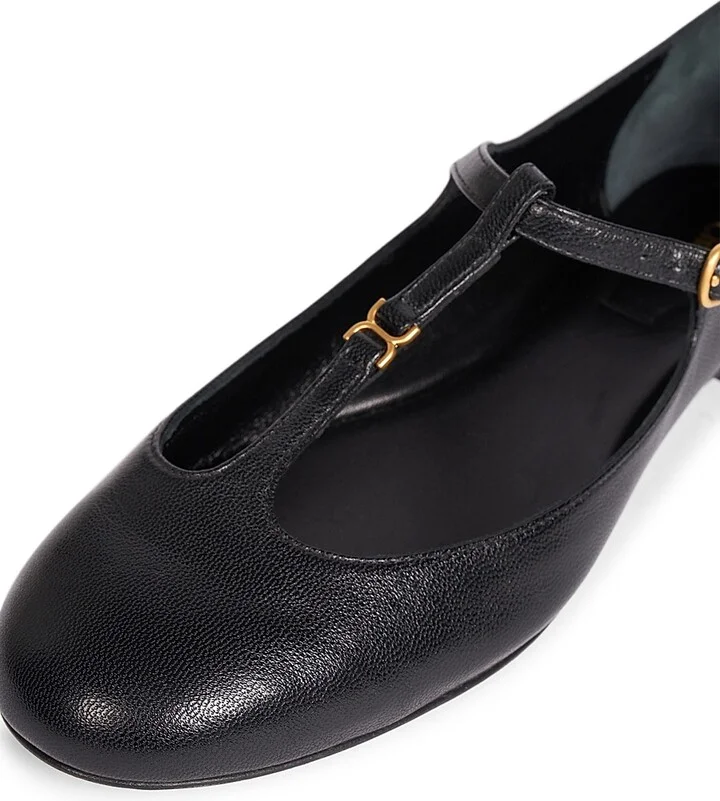 Women's Marcie Leather Ballerina Flats - Black - Size 5.5 - Image 6