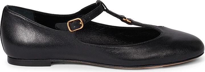 Women's Marcie Leather Ballerina Flats - Black - Size 5.5