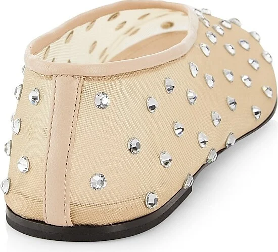 Women's Marcy Crystal-Embellished Mesh Flats - Beige - Size 9 - Image 3