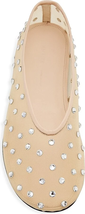 Women's Marcy Crystal-Embellished Mesh Flats - Beige - Size 9 - Image 5