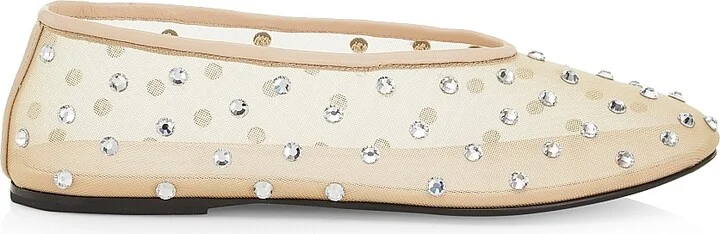 Women's Marcy Crystal-Embellished Mesh Flats - Beige - Size 9