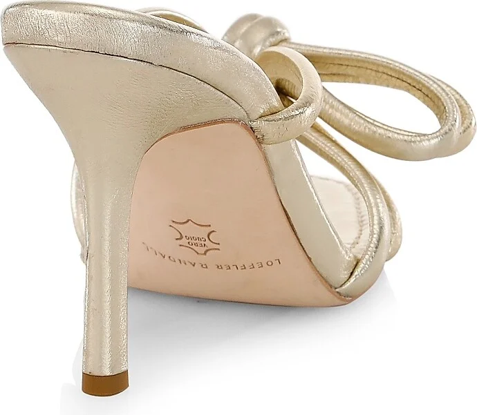 Women's Margi Bow Metallic Leather Sandals - Champagne - Size 5 - Image 3