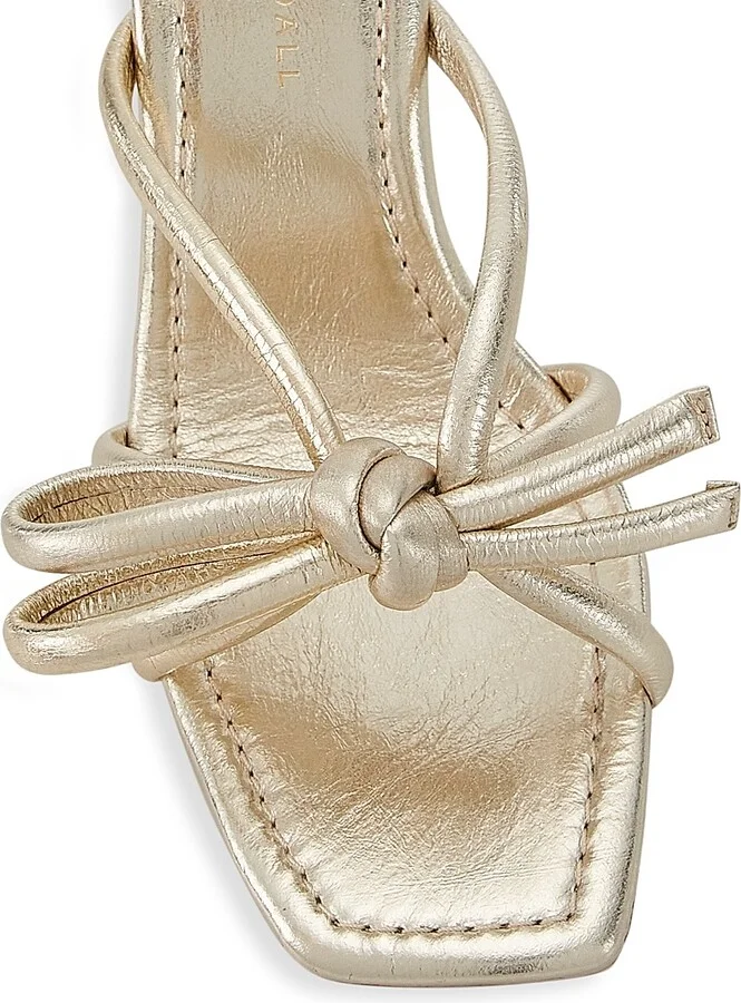 Women's Margi Bow Metallic Leather Sandals - Champagne - Size 5 - Image 4