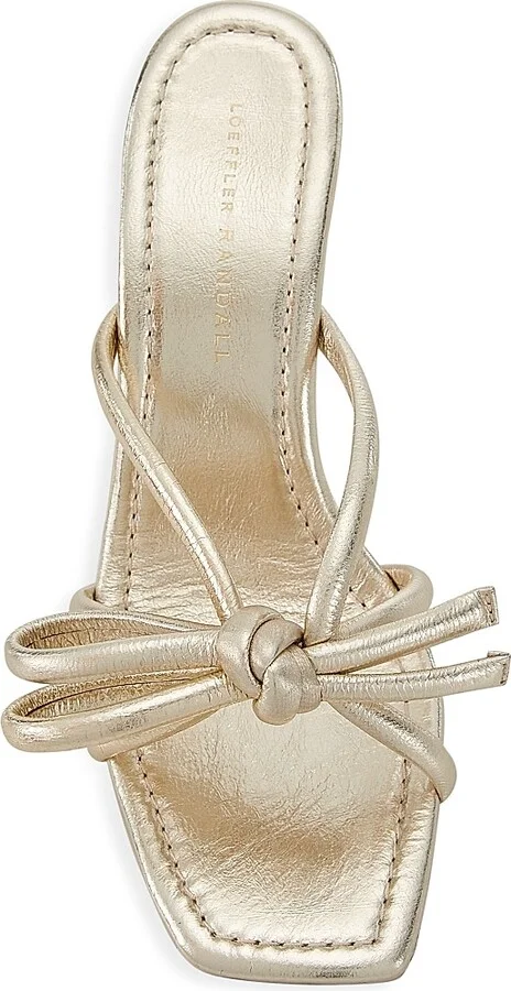 Women's Margi Bow Metallic Leather Sandals - Champagne - Size 5 - Image 5