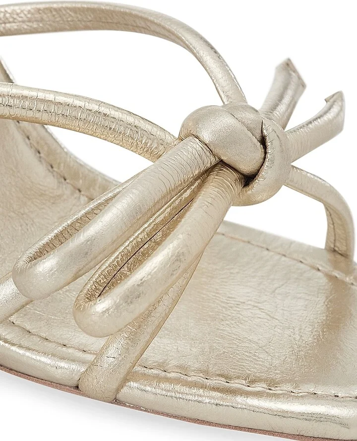 Women's Margi Bow Metallic Leather Sandals - Champagne - Size 5 - Image 6