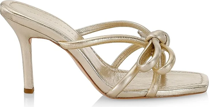 Women's Margi Bow Metallic Leather Sandals - Champagne - Size 5