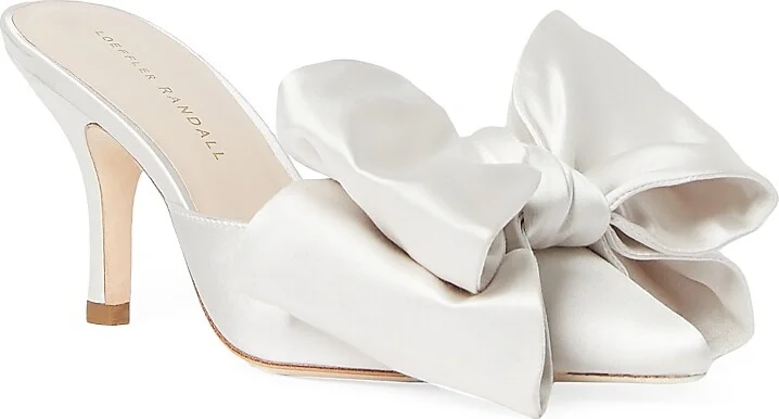 Women's Margot 80MM Bow-Detailed Satin Mules - Cream - Size 11 - Image 2