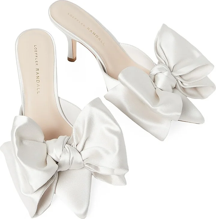 Women's Margot 80MM Bow-Detailed Satin Mules - Cream - Size 11 - Image 4