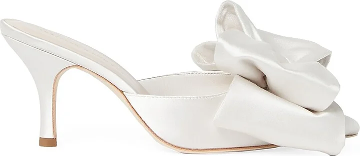 Women's Margot 80MM Bow-Detailed Satin Mules - Cream - Size 11