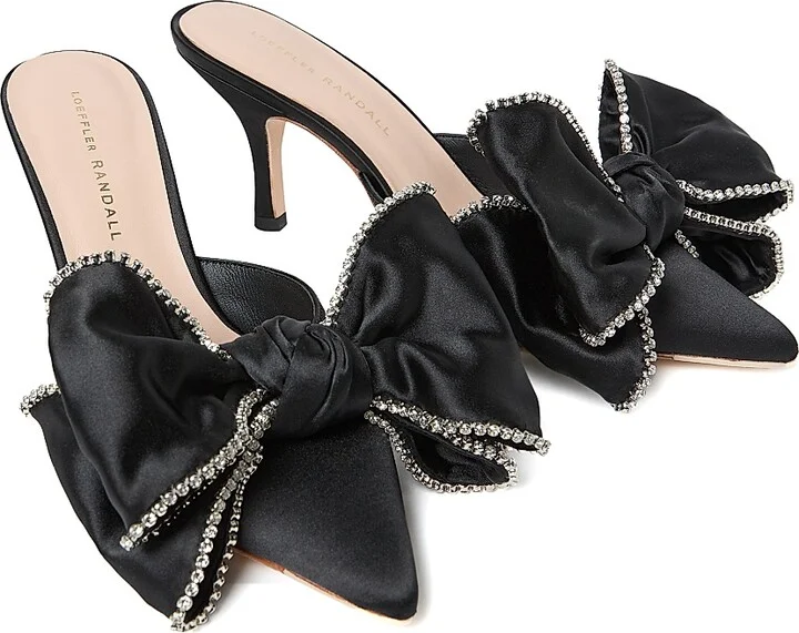 Women's Margot 80MM Crystal-Embellished Bow Mules - Black Crystal - Size 8.5 - Image 3