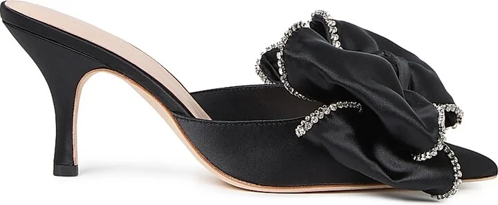 Women's Margot 80MM Crystal-Embellished Bow Mules - Black Crystal - Size 8.5