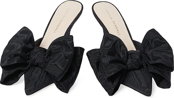 Women's Margot 80MM Moiré Bow Mules - Black - Size 10 - Image 3