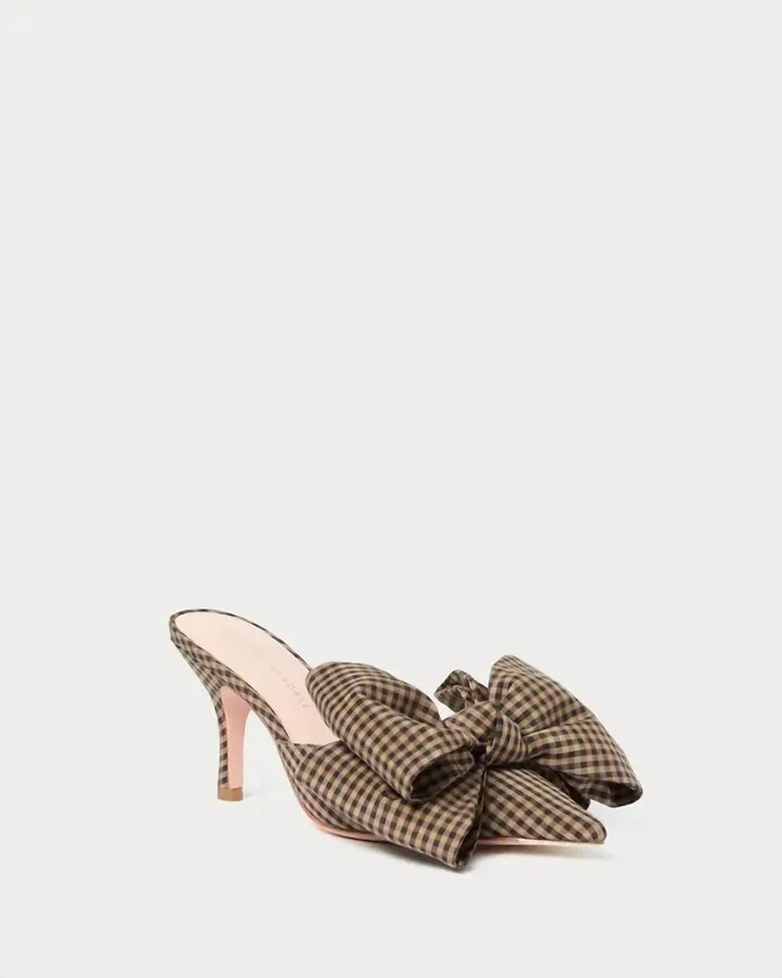 Women's Margot Bow Mule Sandal In Brown/black Check