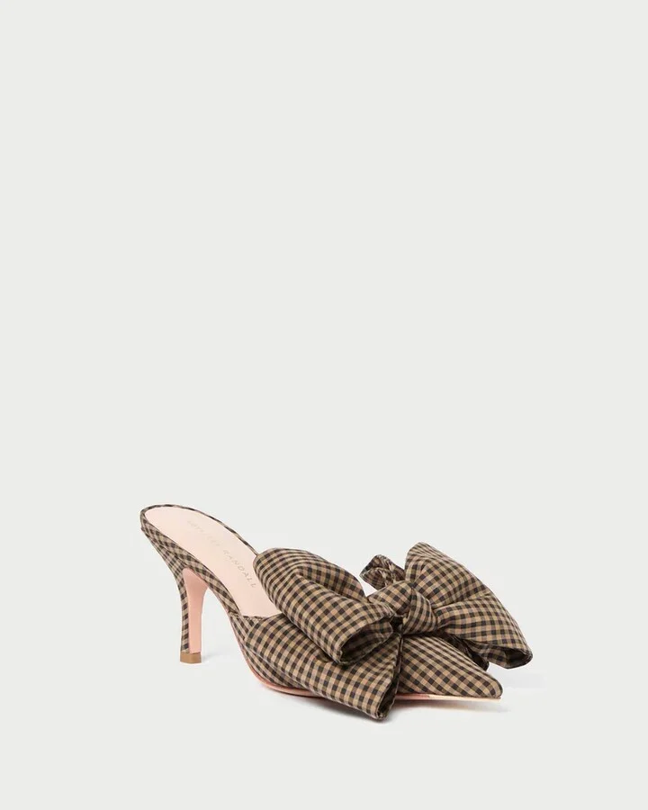 Women's Margot Gingham Bow Mule Pumps In Brown/black