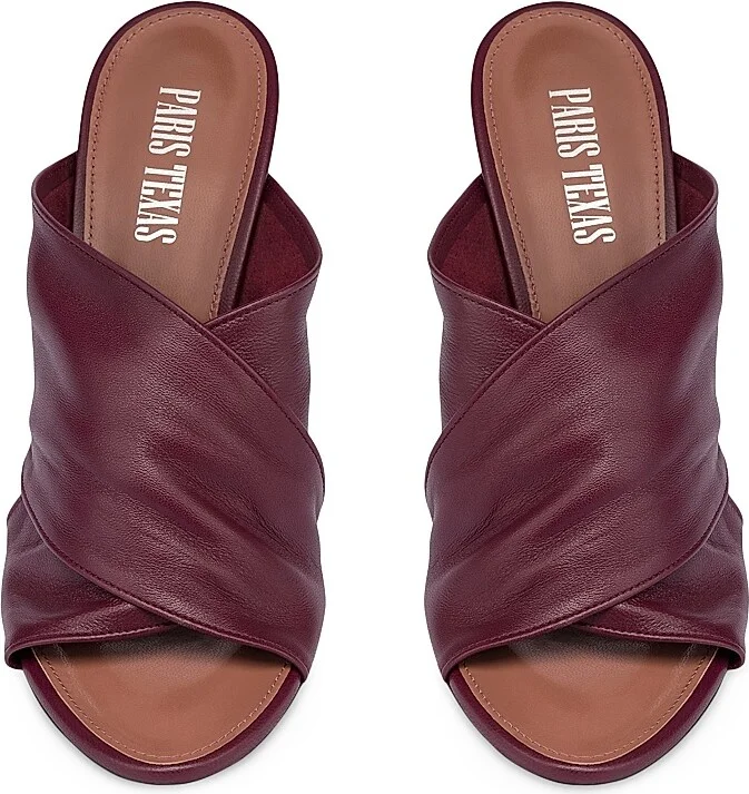 Women's Maria 100MM Leather Mules - Rouge Noir - Size 6 - Image 4