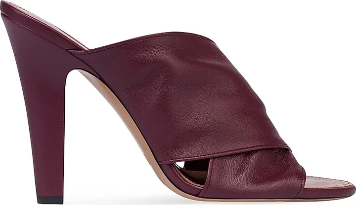 Women's Maria 100MM Leather Mules - Rouge Noir - Size 6