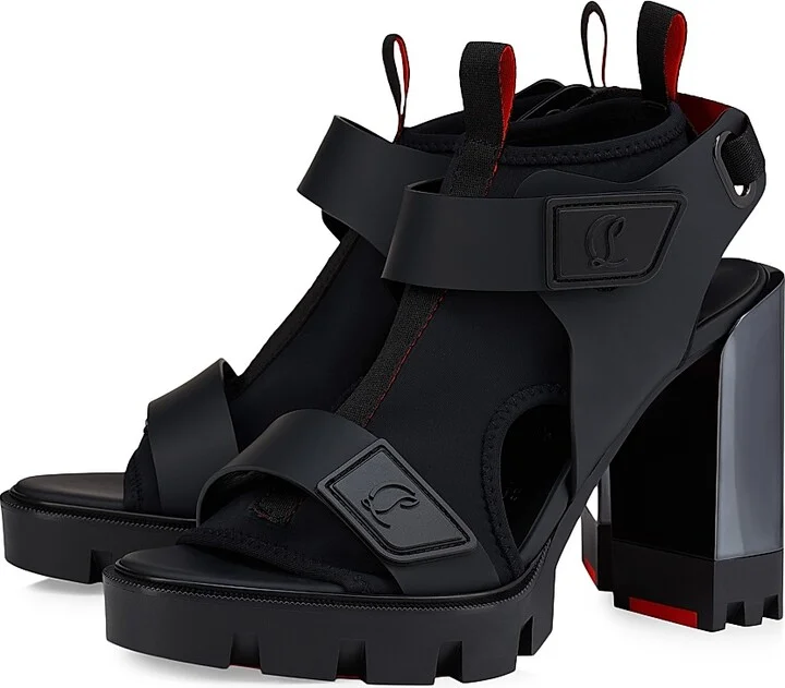 Women's Marie Amelie 100MM Leather and Neoprene Sandals - Black - Size 5.5 - Image 2
