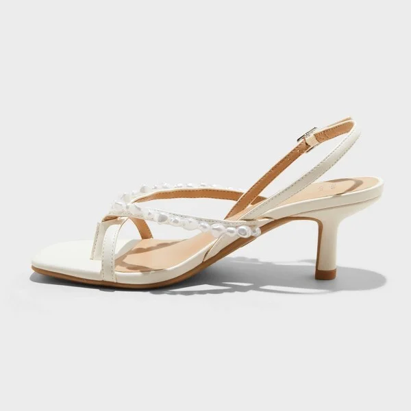 Women's Marin Rhinestone Skinny Thong Heels - A New Day™ : Square Toe, Cushioned Insole, Buckle Closure, Textured Outsole - Image 3