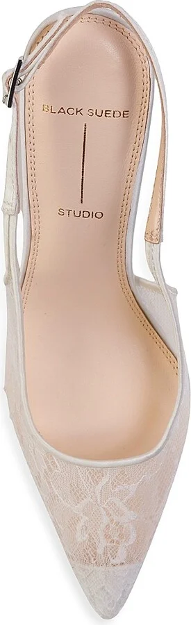Women's Marina 80MM Lace Slingback Pumps - White Sequin Lace - Size 5 - Image 4