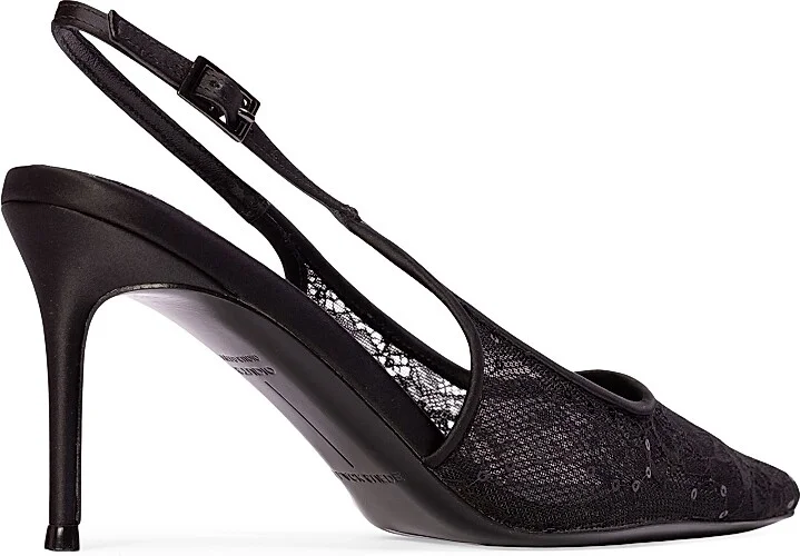Women's Marina 80MM Lace Slingback Pumps - White Sequin Lace - Size 5 - Image 8