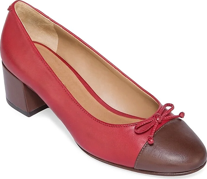 Women's Marisol Leather Cap-Toe Pumps - Blush - Size 8 - Image 9