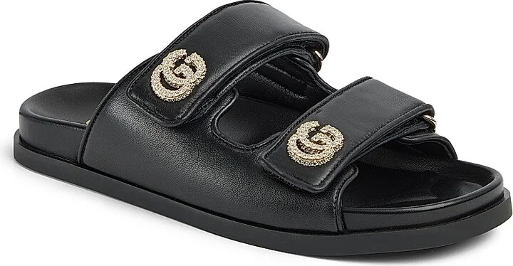 Women's Marmont Leather Flat Sandals - Black - Size 6 - Image 2