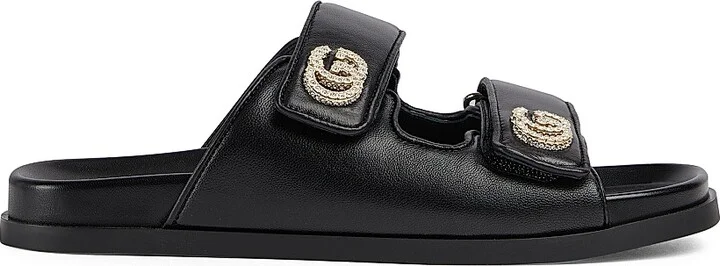 Women's Marmont Leather Flat Sandals - Black - Size 6