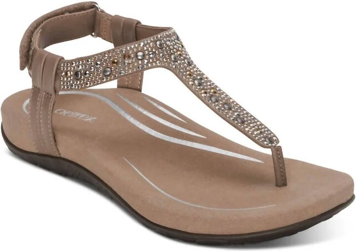 Women's Marni Toe Post Walking Sandal In Taupe Sparkle