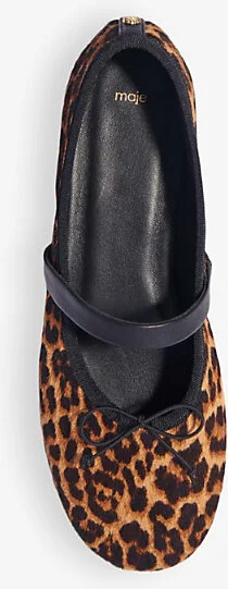 Womens Marron/Brown Faby Leopard-Pattern Calf-Hair Ballerina Shoes Eur 40 / 7 Uk Women - Image 2