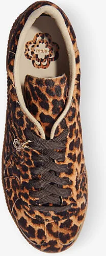 Womens Marron/Brown Leopard-Print Leather Low-Top Trainers Eur 38/5 Uk Women - Image 2