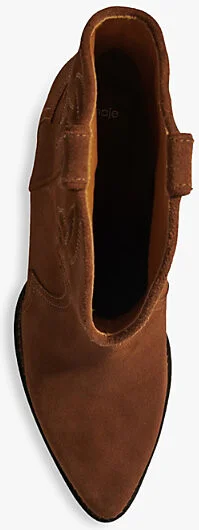 Womens Marron/Brown Western Heeled Suede Ankle Boots Eur 37 / 4 Uk Women - Image 2