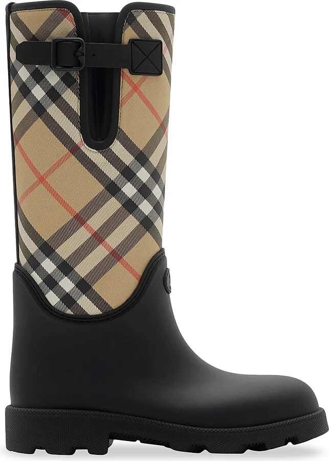 Women's Marsh Stamp Check High Boots - Black - Size 5