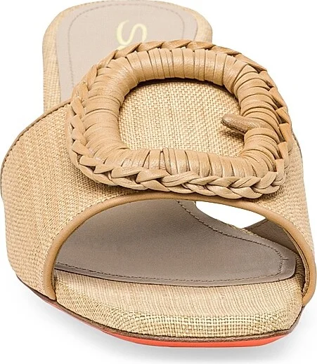Women's Marta 50MM Raffia & Leather Buckle Mules - Beige - Size 6 - Image 3