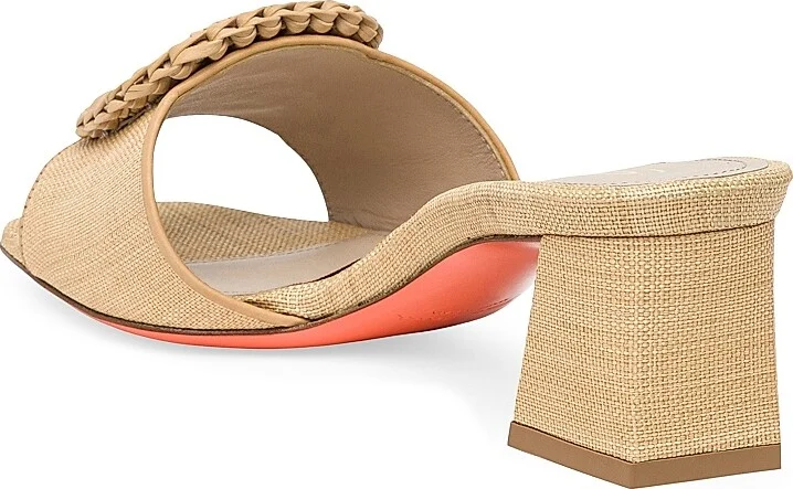 Women's Marta 50MM Raffia & Leather Buckle Mules - Beige - Size 6 - Image 4