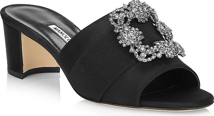 Women's Martanew 50MM Embellished Satin Mules - Black - Size 8 - Image 2