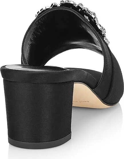 Women's Martanew 50MM Embellished Satin Mules - Black - Size 8 - Image 3