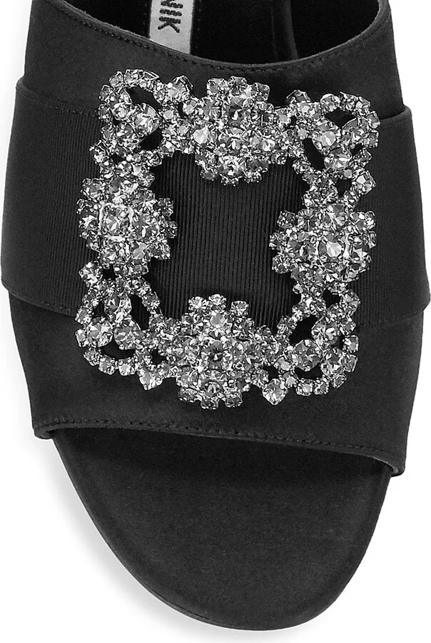 Women's Martanew 50MM Embellished Satin Mules - Black - Size 8 - Image 4