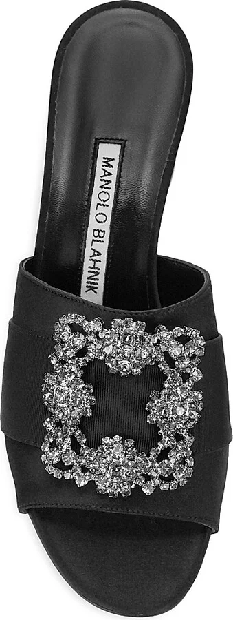 Women's Martanew 50MM Embellished Satin Mules - Black - Size 8 - Image 5
