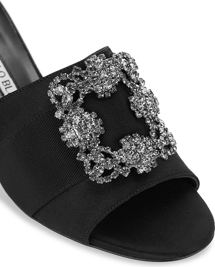 Women's Martanew 50MM Embellished Satin Mules - Black - Size 8 - Image 6