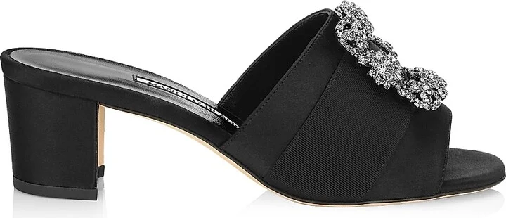 Women's Martanew 50MM Embellished Satin Mules - Black - Size 8