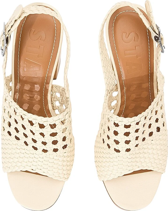 Women's Martina 100MM Woven Leather Platform Sandals - Cream - Size 9 - Image 4
